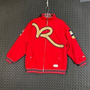 Vintage Y2k RocaWear Red Track Jacket Full Zip Spell Out Logo Kid's M (10-12)